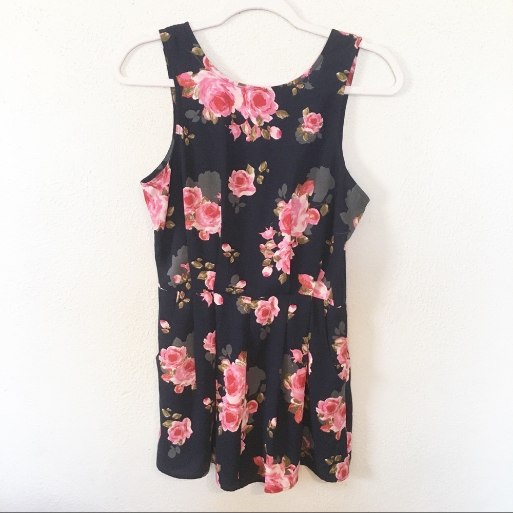 Romper One Love Clothing LA Floral Print Navy/Rose